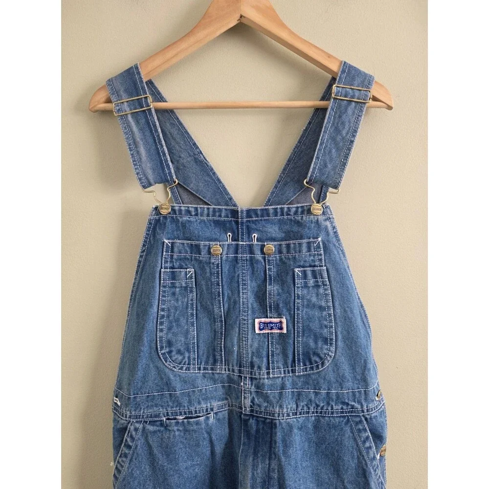 Vintg Big Smith Mens Denim Carpenter Bib Overalls Work Utility Overall 36"*32" - Picture 3 of 10